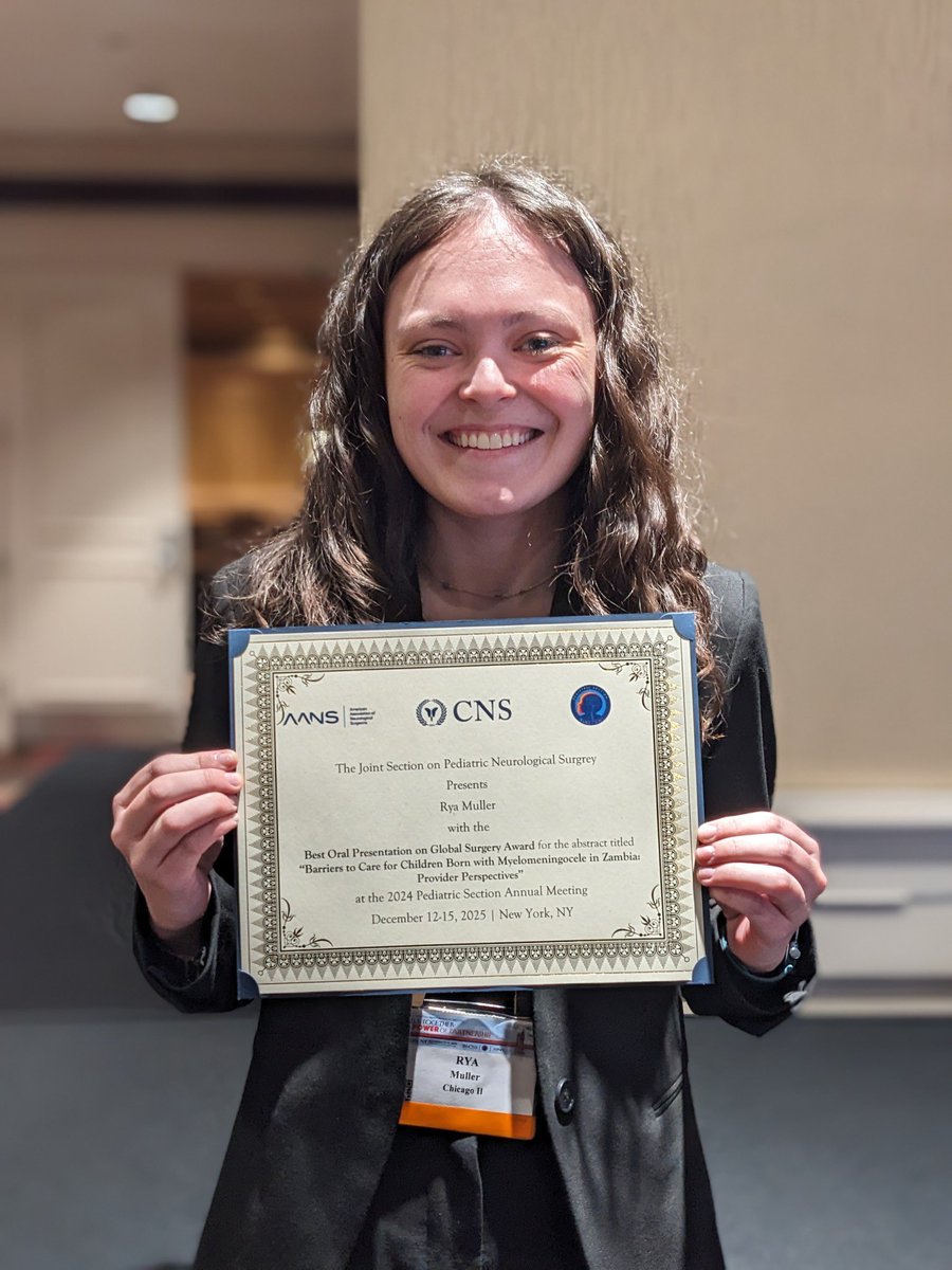 Roxanna Garcia MD MS MPH (@roxannamgarcia) on Twitter photo Congratulations to #RyaMuller <a href="/NUFeinbergMed/">Northwestern Feinberg School of Medicine</a> MD/MPH student for winning the Best Oral Presentation today at <a href="/CNS_Update/">CNS</a> #DrRebeccaReynolds <a href="/uiowa/">University of Iowa</a> #PediatricNeurosurgery meeting
She is all star and the future! Great work and more to come w University Teaching Hospital in #Zambia Congratulations to #RyaMuller <a href="/NUFeinbergMed/">Northwestern Feinberg School of Medicine</a> MD/MPH student for winning the Best Oral Presentation today at <a href="/CNS_Update/">CNS</a> #DrRebeccaReynolds <a href="/uiowa/">University of Iowa</a> #PediatricNeurosurgery meeting
She is all star and the future! Great work and more to come w University Teaching Hospital in #Zambia