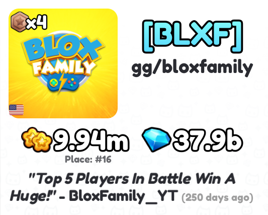 BLXF is recruiting!! Currently ranked 16!

Looking for players to put in the work this battle!
If you want to apply, join our Discord and create a ticket.
(Link in description)

#PetSim99 #PetSimulator99 #PS99 <a href="/BuildIntoGames/">BIG Games</a>