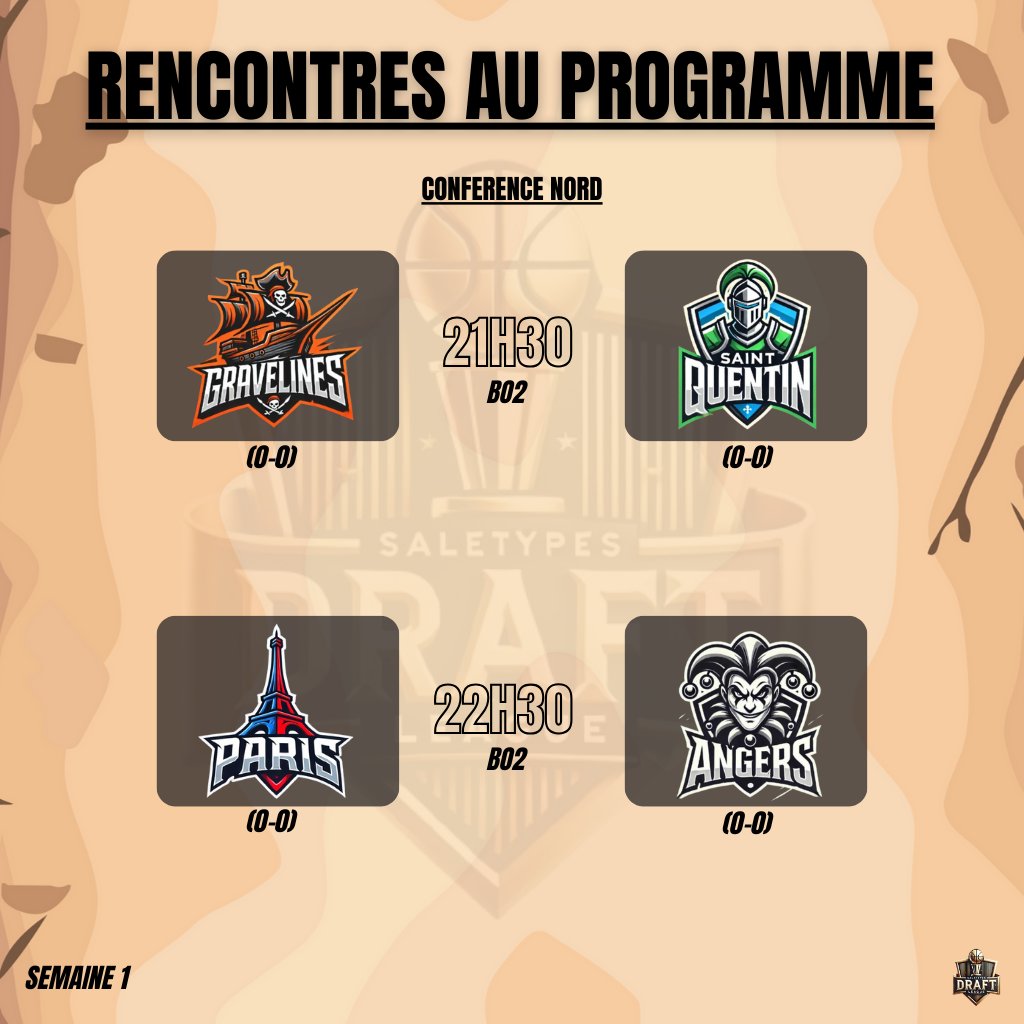 SALETYPES (@saletypes_) on Twitter photo Rendez-vous ce soir 19h30 🕑
4 matchs au programme pour la fin de cette première semaine de la SDL 🏆
<a href="/SDL_StEtienne/">Saint Etienne SDL</a> 🆚 <a href="/DijonEaglesSDL/">DIJON EAGLES SDL</a>
@ClermontSDL 🆚 @Bourg_eBasket
<a href="/gravelines2k/">BCM Gravelines eSport</a> 🆚 <a href="/STQuentin_SDL/">Saint Quentin x SDL</a>
<a href="/AmaralinhOo/">Amaralinho</a> 🆚 <a href="/AnGers_SDL/">Angers_SDL By @Titi</a>
♻️&❤️ Rendez-vous ce soir 19h30 🕑
4 matchs au programme pour la fin de cette première semaine de la SDL 🏆
<a href="/SDL_StEtienne/">Saint Etienne SDL</a> 🆚 <a href="/DijonEaglesSDL/">DIJON EAGLES SDL</a>
@ClermontSDL 🆚 @Bourg_eBasket
<a href="/gravelines2k/">BCM Gravelines eSport</a> 🆚 <a href="/STQuentin_SDL/">Saint Quentin x SDL</a>
<a href="/AmaralinhOo/">Amaralinho</a> 🆚 <a href="/AnGers_SDL/">Angers_SDL By @Titi</a>
♻️&❤️