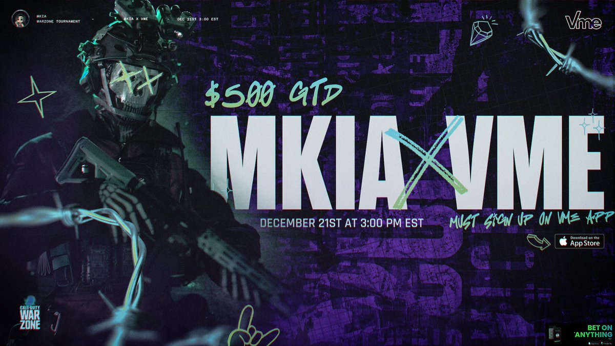 MKIA x <a href="/Bet_Vme/">Vme</a> Regular 2v2

📅Saturday, December 21st @ 3PM EST
💰$500 GTD 
🎟️$40 per team
🌎NA/EU Host

🚨Conditions: 1 USA Resident is required per team. Max 1 USA player per team. 
📝 Sign-up MUST be done on Vme app

Reply with your teammate to be considered for this event!