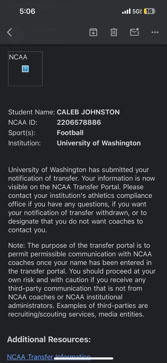 After some misunderstanding, I am now officially entered into the transfer portal