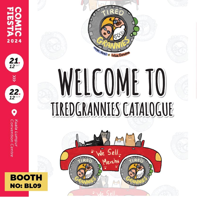 NenekHani's tweet photo. Catalog for Tired Grannies booth (BL09) is out! #comicfiesta2024 
Aaaaaaahhh nervous and tak sabar nak menghadap raya wibu buat kali kedua dengan Mastuyi dan Intan 🔥👁️👄👁️🔥
A 🧵/18 https://t.co/74JnbhlpjN