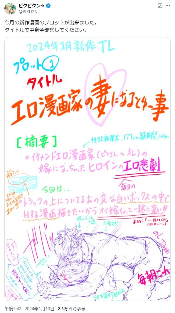 漫画制作で大体のイメージを考える「プロット」の段階ではナニコレ感が凄かったが、完成するとちゃんとそれっぽいコレになるの人間の脳って偉いです。 