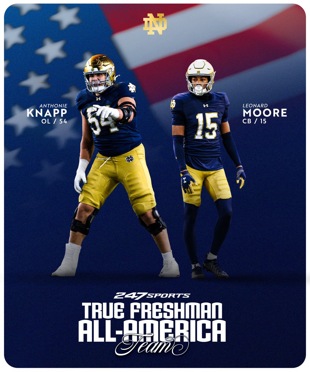 Another Freshman All-American nod for Anthonie Knapp and Leonard Moore ☘️

This time from <a href="/247Sports/">247Sports</a> 

#GoIrish