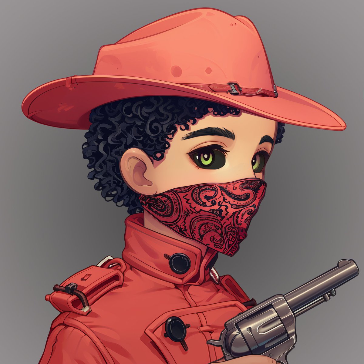 hellofrens_nft's tweet image. Dressed in blazing red, this gunslinger brings chaos, not peace. Who is this masked menace? The desert whispers his tale, but the truth is as hidden as his face.
#HelloFrens 
#PFPCollection 
#ArtMeetsIdentity