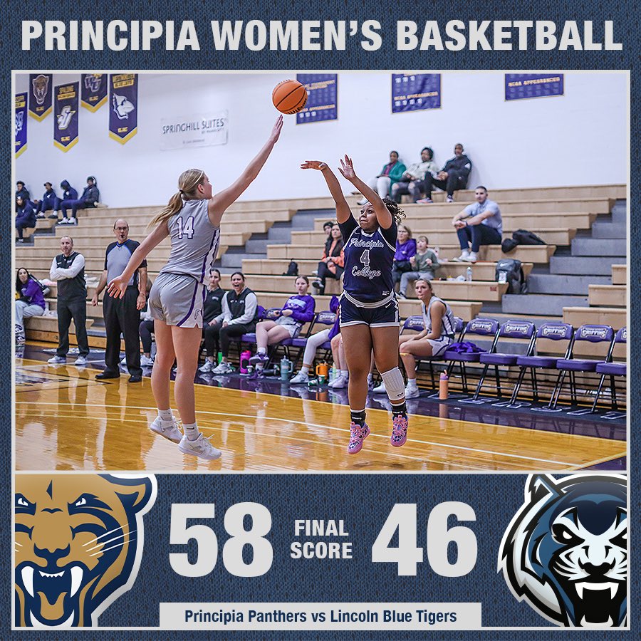 Principia College Athletics (@prinathletics) on Twitter photo Even though it won’t count, <a href="/princollege_wbb/">Principia College WBB</a> earned a statement exhibition win over a DII today! Prin outscored Lincoln 34-12 in the 2nd half en route to victory. 🔥
🏀 Brown: 21 pts, 5 reb, 2 stl
🏀 Williams: 14 pts, 5 reb, 3 stl
🏀 Myers: 9 pts, 5 reb, 1 ast, 4 stl, 1 blk Even though it won’t count, <a href="/princollege_wbb/">Principia College WBB</a> earned a statement exhibition win over a DII today! Prin outscored Lincoln 34-12 in the 2nd half en route to victory. 🔥
🏀 Brown: 21 pts, 5 reb, 2 stl
🏀 Williams: 14 pts, 5 reb, 3 stl
🏀 Myers: 9 pts, 5 reb, 1 ast, 4 stl, 1 blk