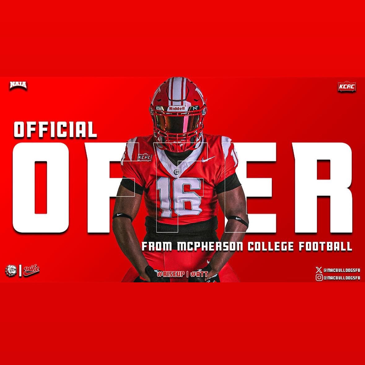 Offer 2️⃣

Grateful to receive my second official offer from McPherson college. AGTG. Go bulldogs🔴⚪️🐶