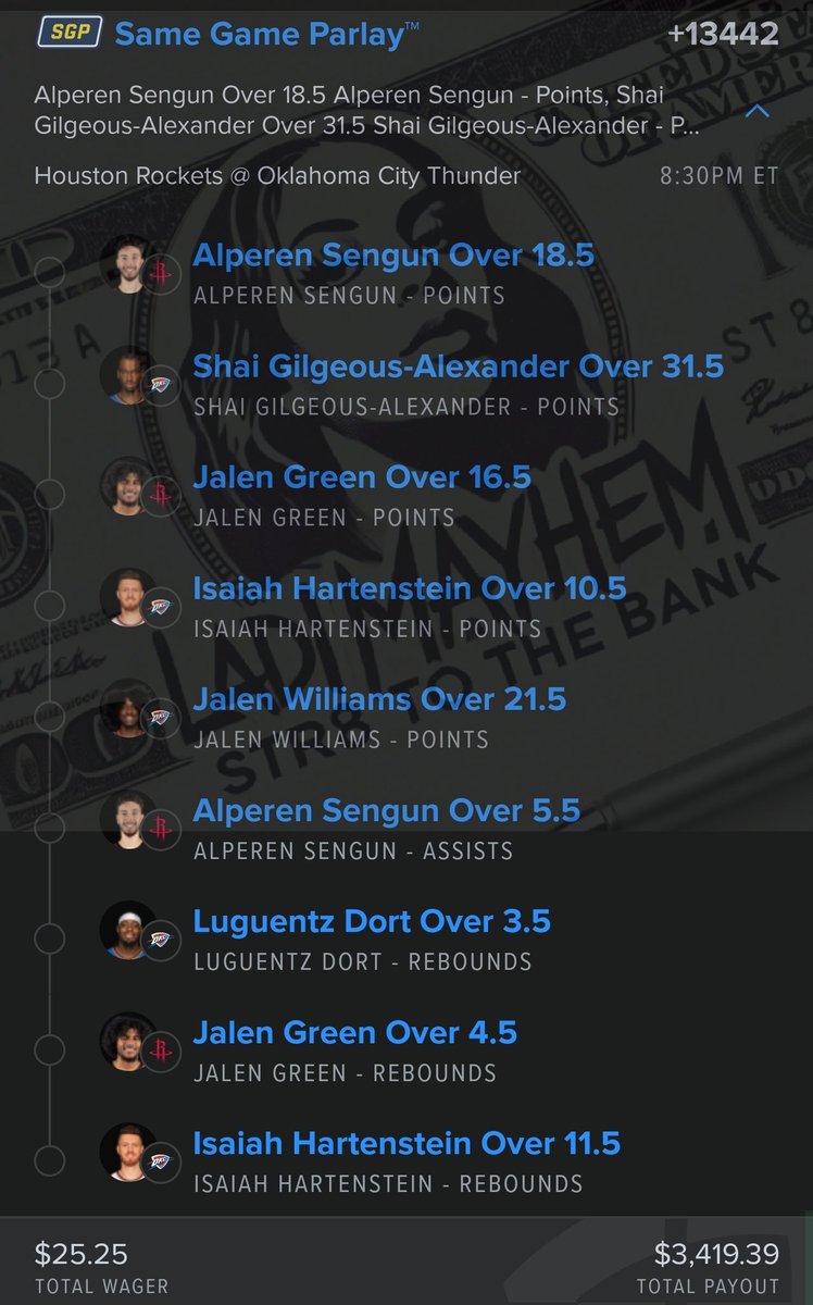 Ladi_Mayhem's tweet photo. Can we get a couple more $25➡️$3.4k🏦🏃‍♀️🏃‍♀️🏃‍♀️
 https://t.co/ahtB5bG7OK

#NBABetting #NBApicks #NBAPredictions #NBABets #NBAProps #NBAParlays #NBAOverUnder #NBAATS #GamblingTwitter #SportsBetting #NBAToday #NBAPicksOfTheDay  #DailyNBAPicks #NBAWinningPicks #ParlayLife #BetSmart #BettingTips #BasketballBetting #NBADegen #NBAHandicapper
#fanduel