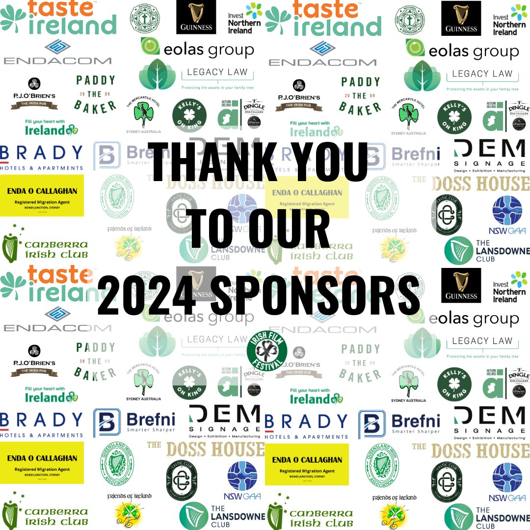 Go raibh míle maith agat to all our valued sponsors &amp; supporters on the success of another Irish Film Festival.

The Irish Film Festival wouldn't be possible without you.

See our full list of sponsors at irishfilmfestival.com.au/sponsors/
#IFFAU #IFFsponsor