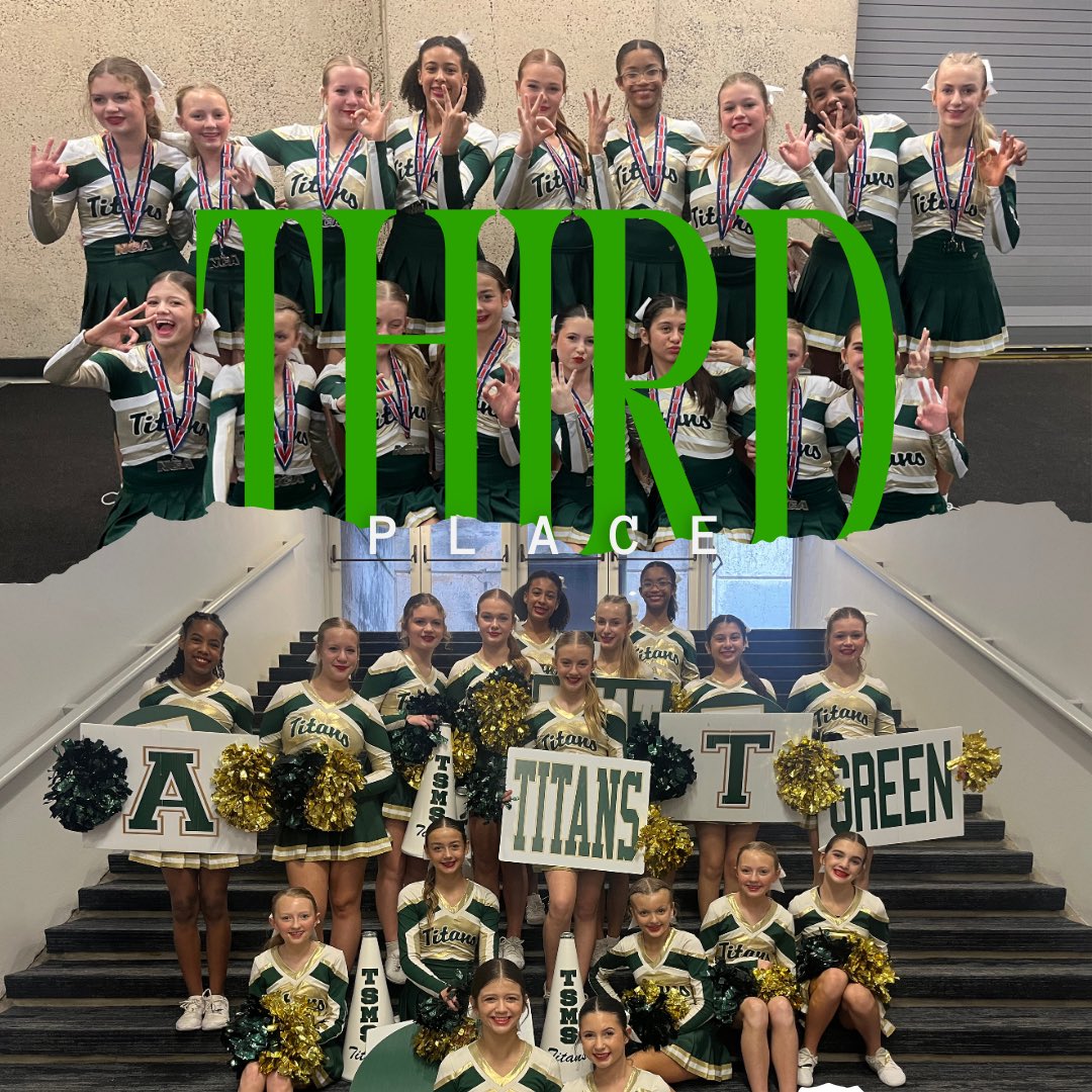 Third Place for our TSMS Titan Competition Squad! We are so proud of these ladies and all they have accomplished! 💚📣