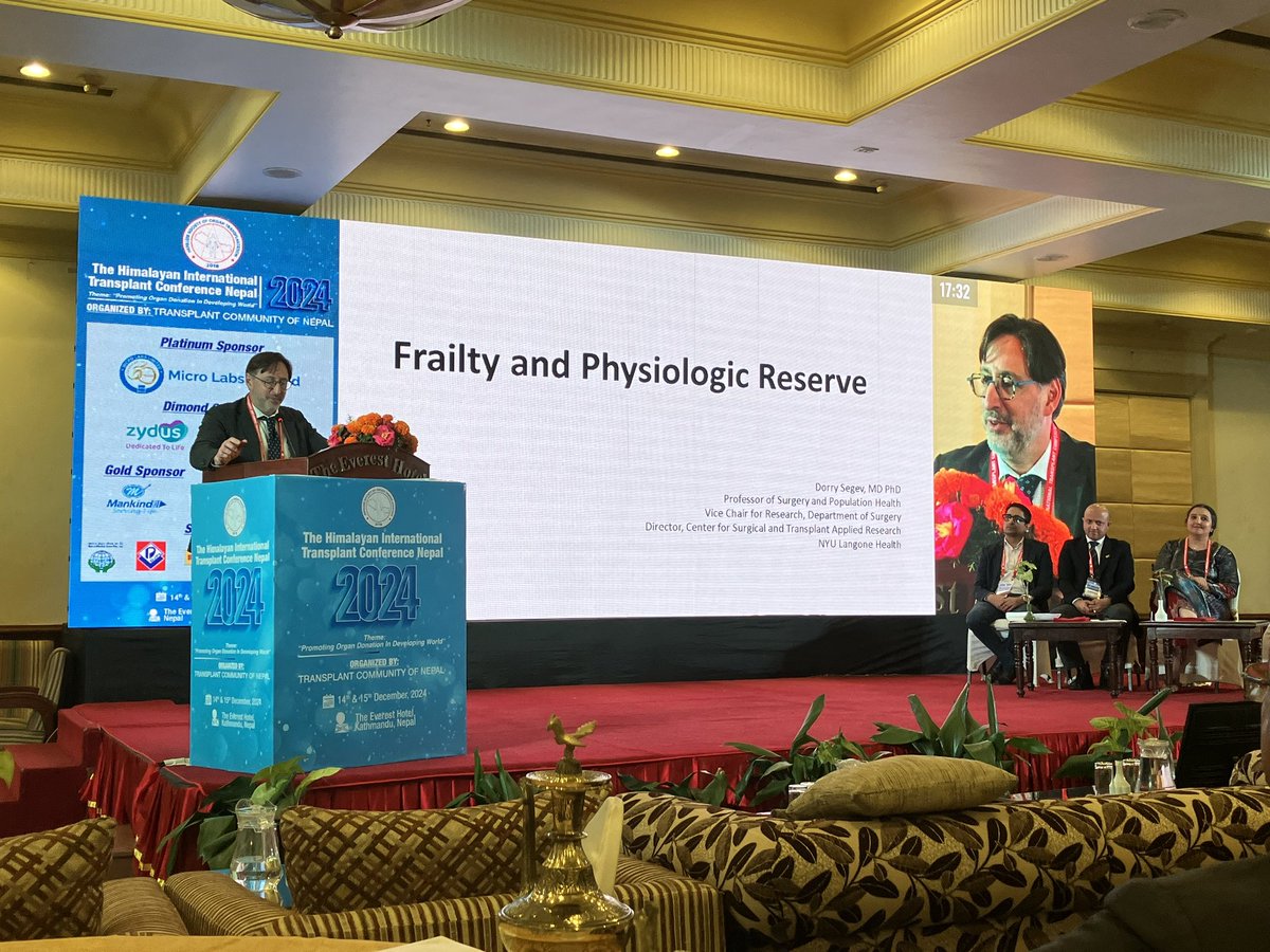 Excellent talk by Dori Segev on frailty in transplantation at the Himalayan International Transplant conference. 

nesot.org.np/event/Himalaya…