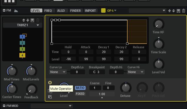 Yoshi2069's tweet photo. Halion 7.1.0 を 7.1.20 に Update したら FM Lab の Operator Mute Switch が効かなくなってしまった。
まさか UI に影響が出るなんて...。 https://t.co/ZgdNfNr0IZ