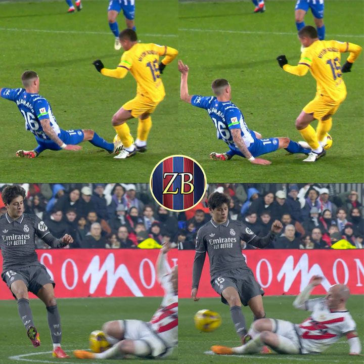 Zona_Blaugrana's tweet photo. Martínez Munuera, mismo árbitro, diferente criterio.

🟥 Expulsión para Vitor Roque.

🟨 Tarjeta amarilla para Isi Palazón. https://t.co/iy9EXHbc3t