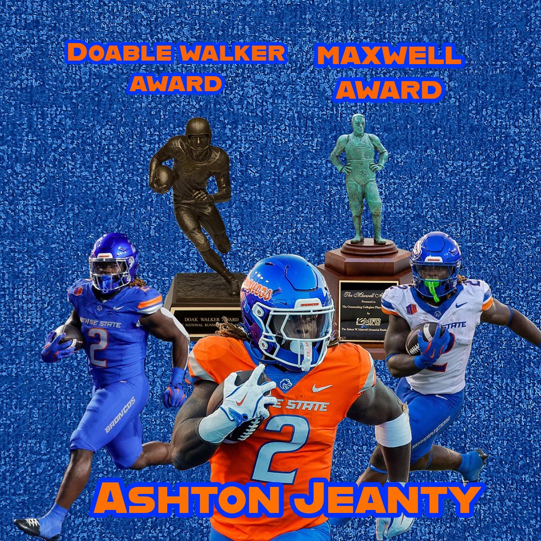 Doak Walker, Maxwell, and the PEOPLE’S HEI2MAN!!! <a href="/AshtonJeanty2/">Deuce 2️⃣</a> has had such an amazing season and will continue to be great in the playoffs. Bronco Nation is proud for all he has done! Keep hustling young man! 💙🧡🐴