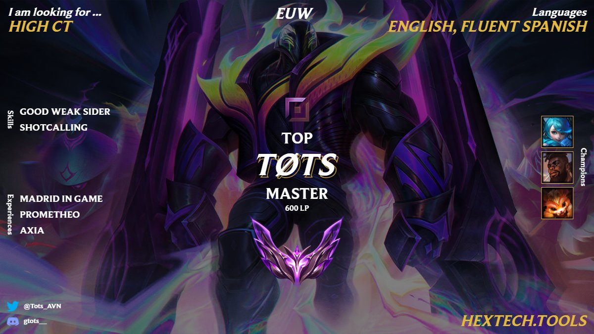 Ya acabando el split sigo enlazado a Madrid In Game pero me permiten buscar ofertas , se agradece rts🫂