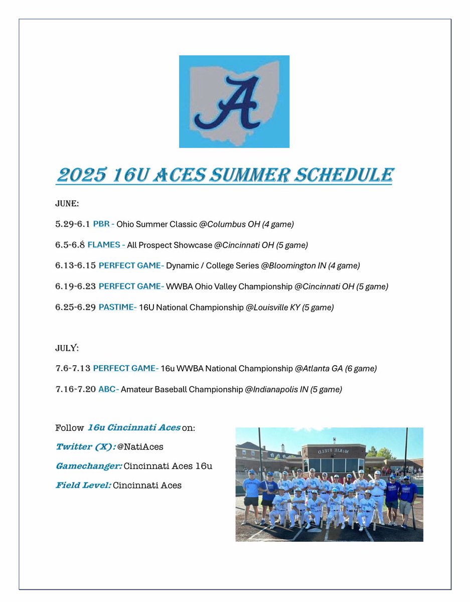16u 2025 Summer Schedule is 🔥🔥🔥

Time to get to work..