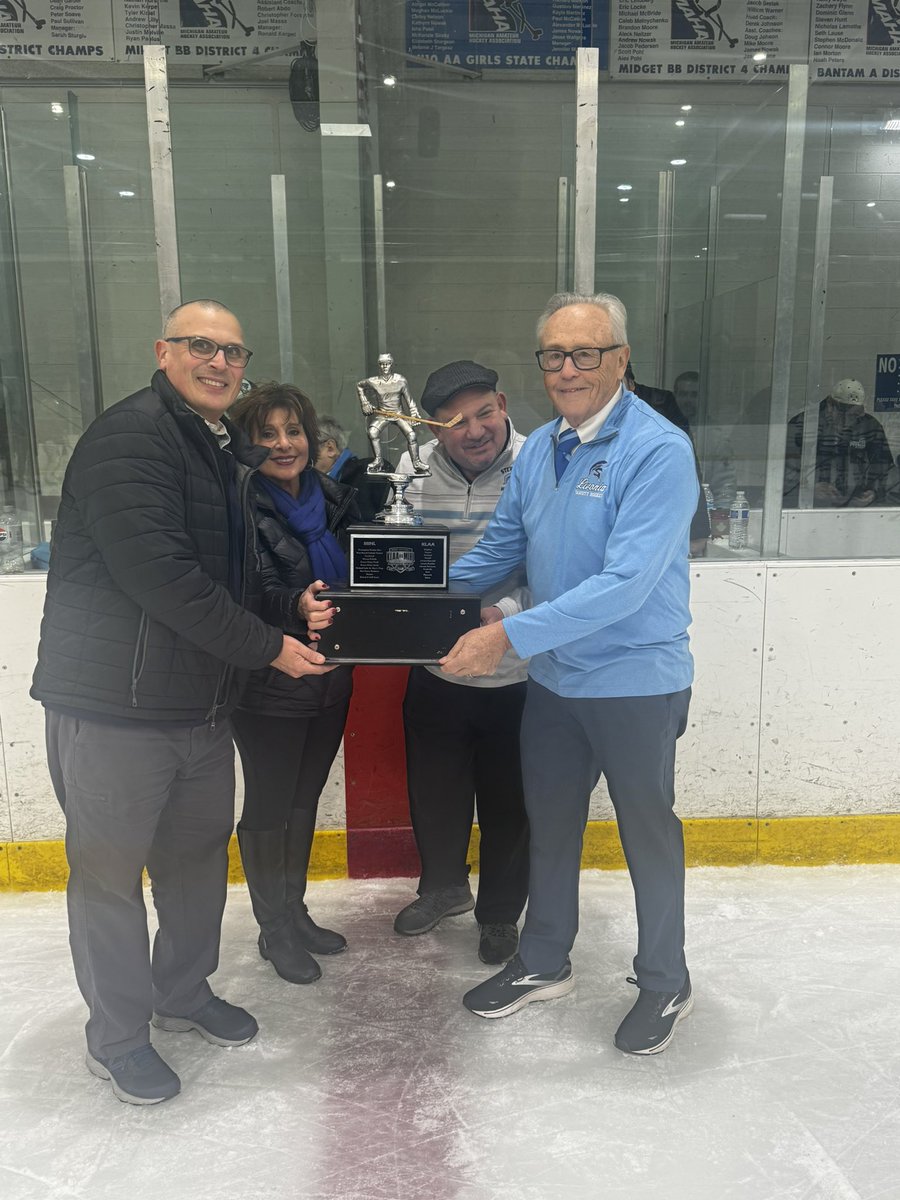 Accepting on behalf of the KLAA is 
Arnie muscat (SHS Athletic director) 
David Mitchell (SHS Head coach)
Rosemary Mitchell (Wife of Adam Mitchell)

Thank you all for a wonderful day of great hockey between two great leagues!