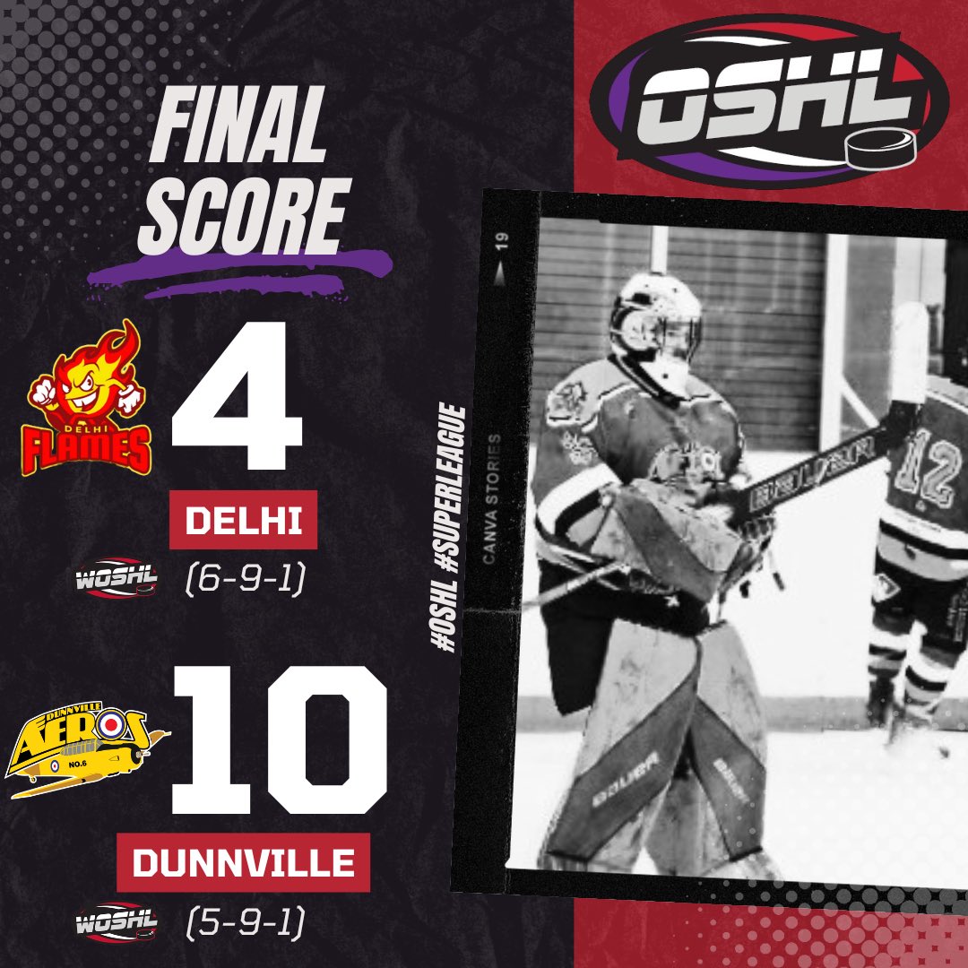 Dunnville gets the big win over Delhi!
10-4 Final

#OSHL #SuperLeague
