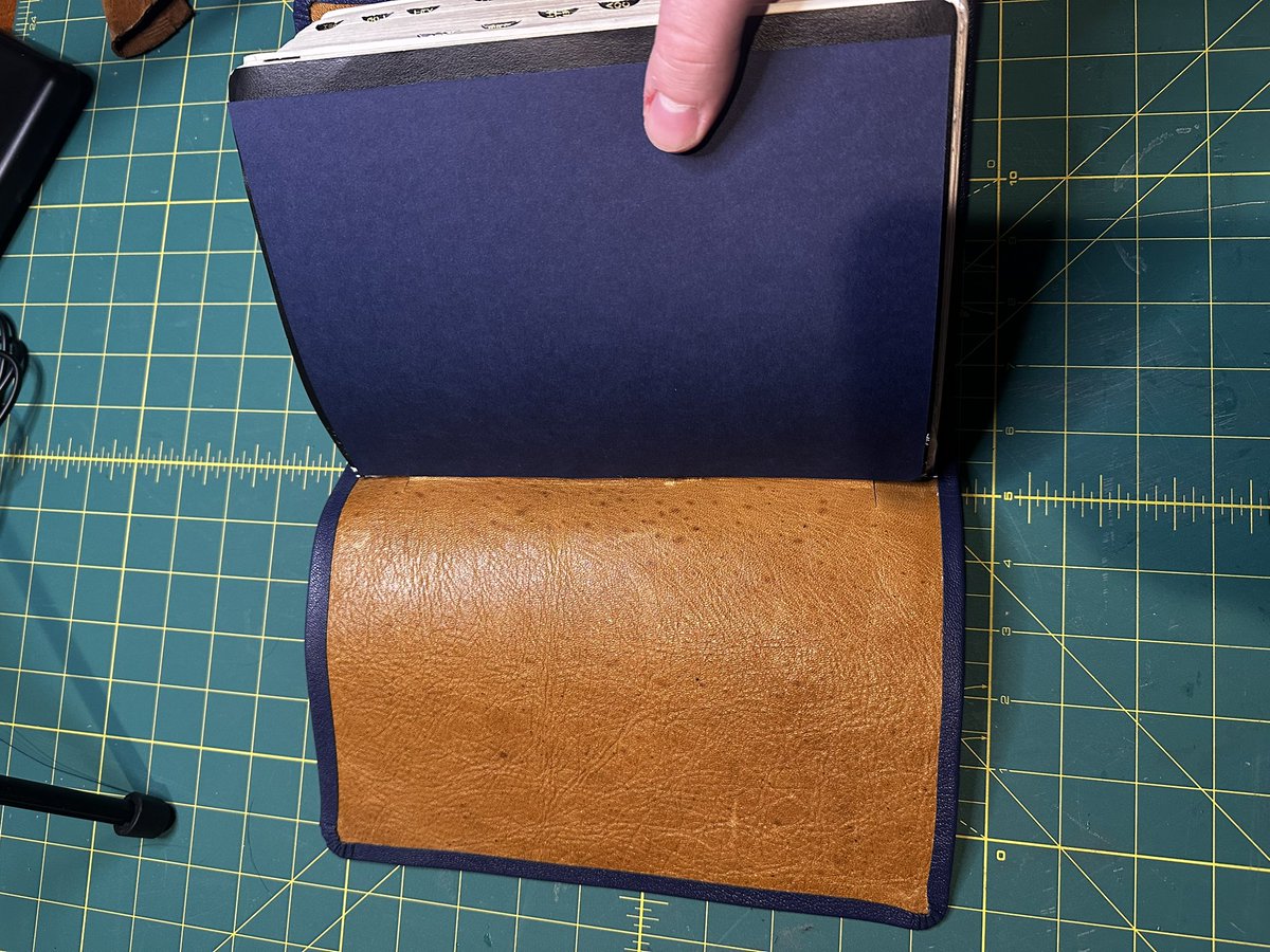 Fastest rebind we have ever done. Don’t get used to seeing the turnaround like this one! 
This Bible was falling apart, 3 signatures at the front of the Bible needed to be hand sewn back together and reattached to the text block. Very thankful for how this came out! 

Navy Blue
