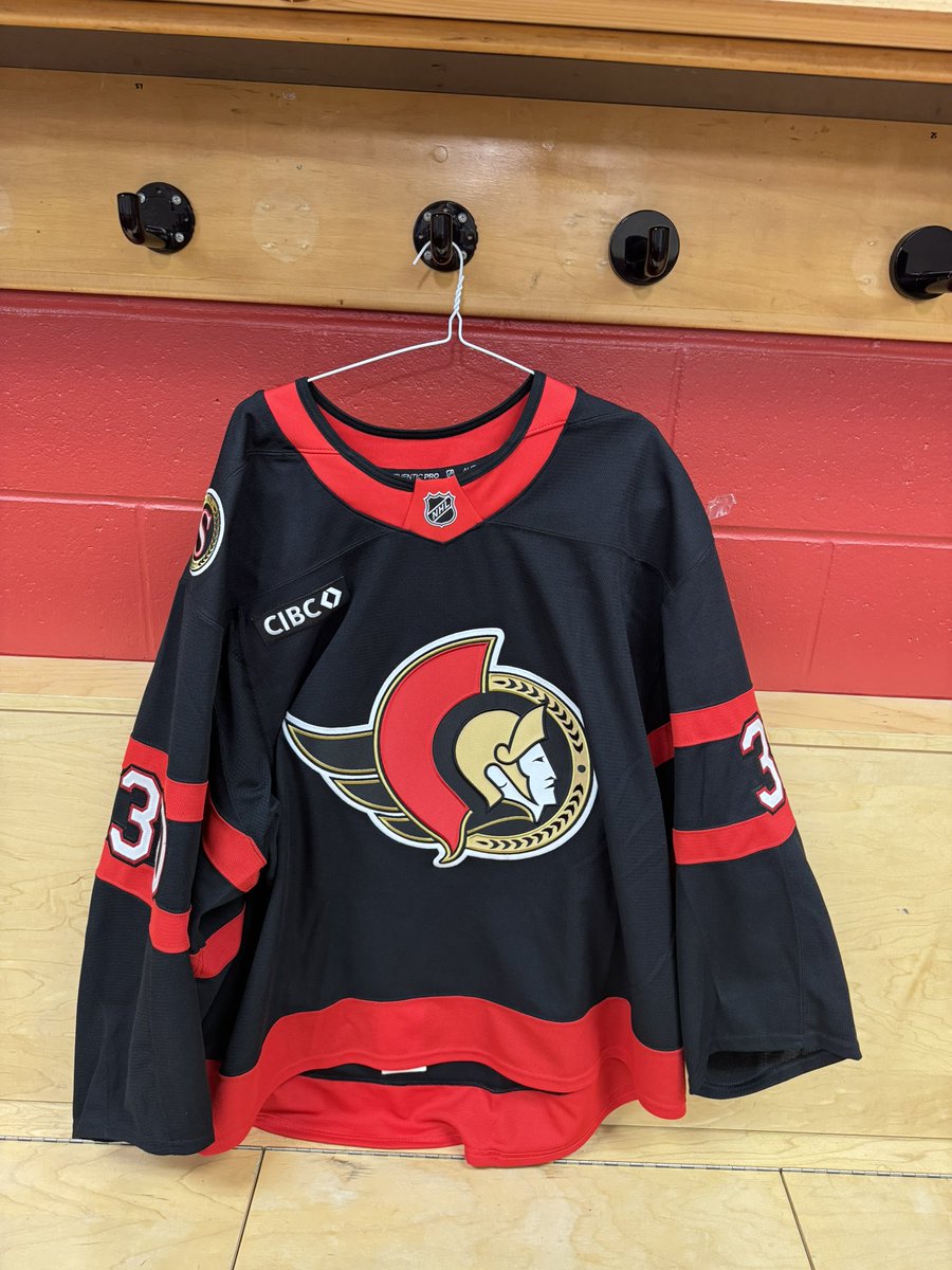 jkamckenzie's tweet photo. Zach Dietz’s jersey. Turns out he was sitting all alone in a dressing room in case he needed to be played. He was at the game with his girlfriend wearing a signed Josh Norris jersey. And then he got pressed into service. https://t.co/J5gGQI0aHk