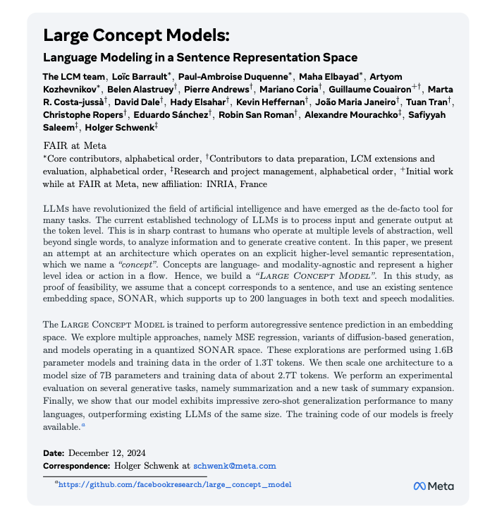 There won't be any Tokenizer any more? 

"Large Concept Models" from Meta. 
Human don't think based on tokens. What if we train the  autoregressive prediction model based on "concepts"...