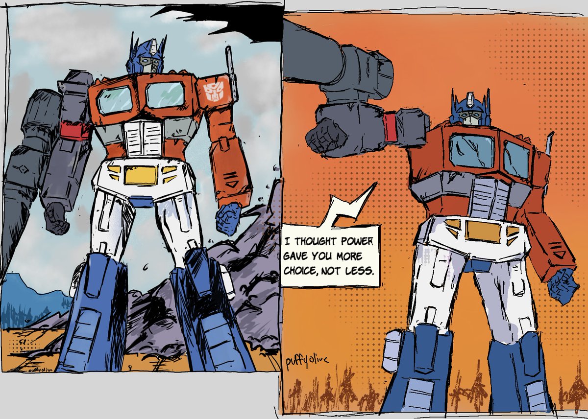 puffyolive's tweet photo. did some fanart for skybound optimus (he’s the best)
#Transformers #transformersart #Transformersfanart #OptimusPrime https://t.co/qMIHK7FGlA