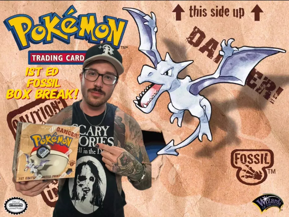 1st Edition Fossil booster box break goes down tonight at 5:30 pm PT!   Shop packs now to secure yours before the stream starts, hit the link  below!  #PokemonTCG