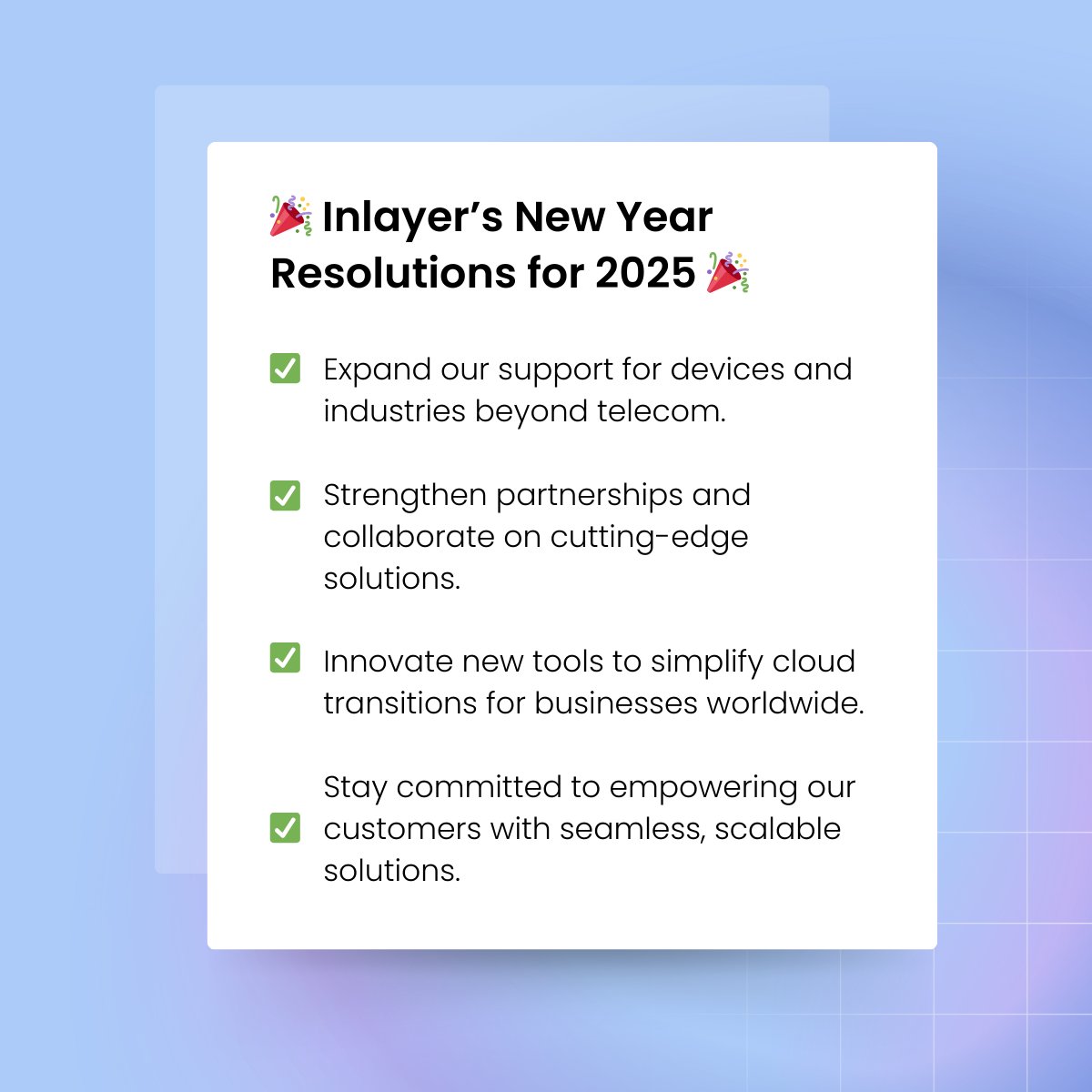weareinlayer's tweet image. As we step into the new year very soon, here’s what we’re aiming to achieve. 🧐 Here’s to a year of growth, innovation, and new possibilities! 🚀

#NewYearNewGoals #Inlayer #Innovation #NewYearNewMe #NewYear #NewYear2025 #2025 #NewYearResolutions