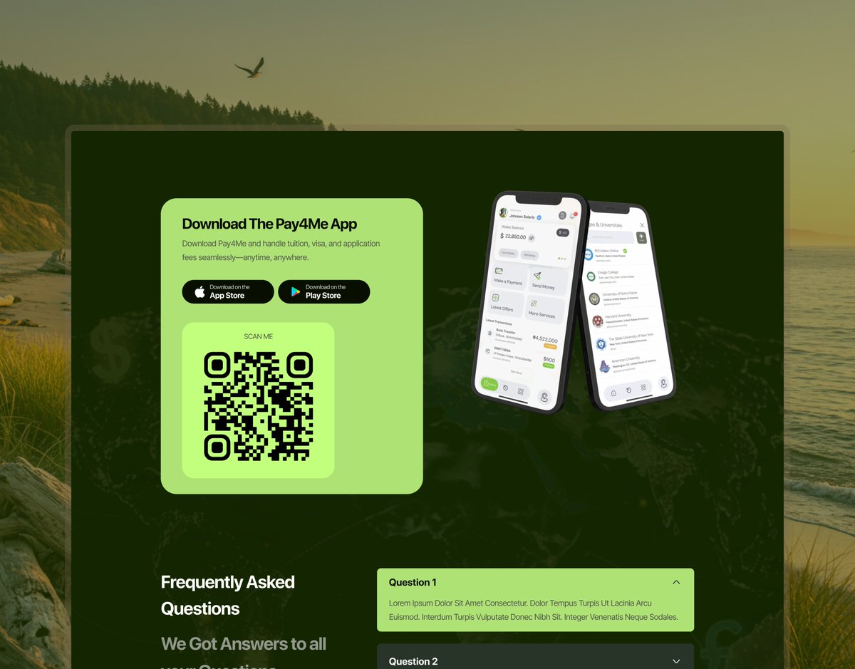Hasoye1's tweet photo. @SundayPaulAdah @Pay4meapp Hello @SundayPaulAdah
My submission for the @Pay4meapp homepage.
View on pc- https://t.co/tPgh9RAkZb
View on mobile- https://t.co/Z9TQCYiZa8
Figma link- https://t.co/pOike1fbPk
Thank you.
#figma #uiuxdesign #pay4meapp https://t.co/qmGnYpVxVB