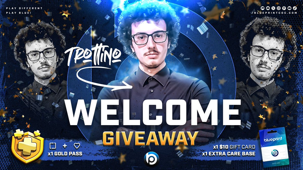 Big Day for us 😲 A Talented Base Builder in the #ClashofClans is Joining!

🤩┋Welcome TROTTINO 🇮🇹 to the Blue Family! Super keen to have him!

🥳┋GIVEAWAYS!
10$ gift card + Gold Pass+ Pro TH17 Base🔥

🎁┋To Participate:
 💙 Follow <a href="/ImTrottinoX/">-ImTrottinoX-</a> &amp; <a href="/BlueprintCoC/">Blueprint CoC | Code BLUE</a>
 🔃 RT &amp; Like
