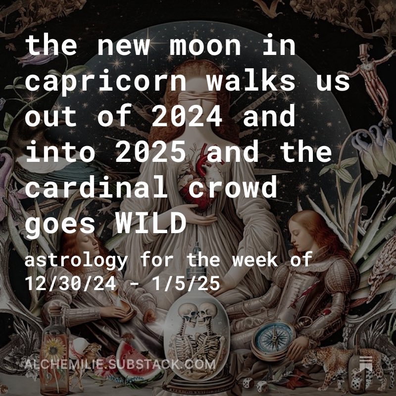 Emmijen's tweet photo. on monday we have our first new moon in capricorn SINCE 2008 without pluto's foot on its throat (FINALLY) 

but it's still a malefic heavy week and we still get way too much pluto ANYWAYS thanks to an opposition from mars rx in leo. it's gonna be a real one, lock in cardinals 😤 https://t.co/59P6l5NclN
