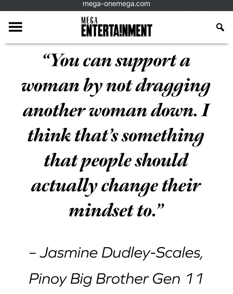 This should also be practiced by the people around you, esp your Bff, your so-called ‘Tita Doc,’ and of course, you. I just hope you practice what you preach.

It’s embarrassing because you preach about women’s empowerment, yet those around you can’t apply it. <a href="/jasscalesofc/">Jas Dudley-Scales</a>