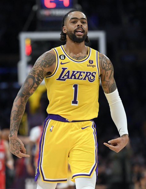 NBATV's tweet photo. The Lakers have traded D’Angelo Russell, Maxwell Lewis and three second-round picks to the Nets for Dorian Finney-Smith and Shake Milton, per @ShamsCharania https://t.co/rg0ohTbsnl