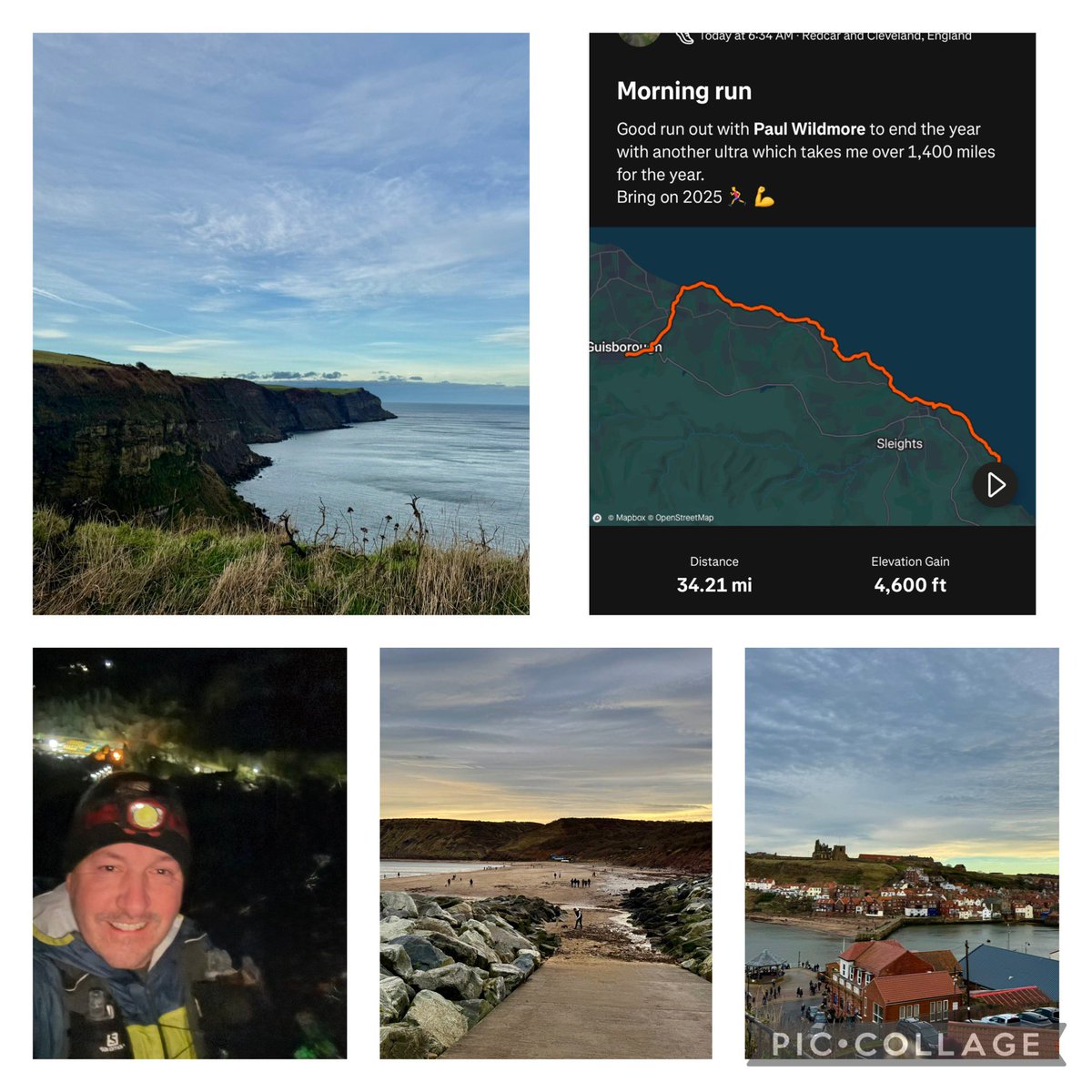 Strong finish to the year with a 34-mile ultra 🏃‍♂️! Guisborough to Robin Hood’s Bay, passing through stunning seaside gems: #Saltburn, #RunswickBay, #Staithes, #Sandsend, and #Whitby. 🌊💪 #UltraRunning #1,400milesfor2024
