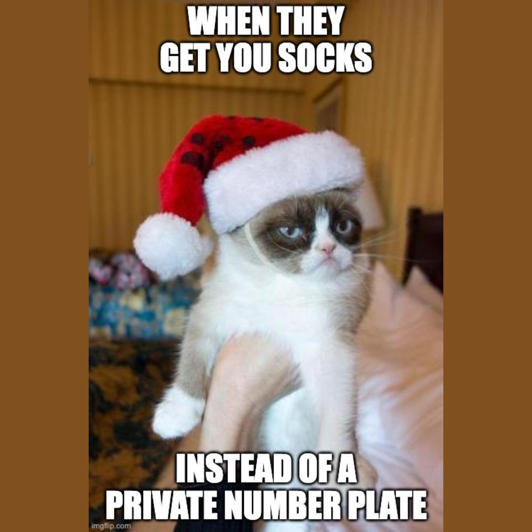 We feel your pain, but now you can get yourself a number plate! 👀

#Christmas #Cat #ChristmasCat #PrivateNumberPlate #Socks #ChristmasGift