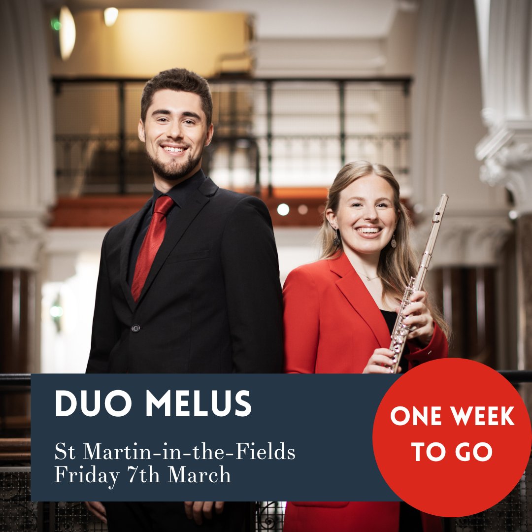 ⏰ ONE WEEK TO GO ⏰

Duo Melus presents a new work by <a href="/nathanjdearden/">Nathan James Dearden</a>, and music by William Mathias, Francis Poulenc, Claude Debussy, <a href="/WatkinsHuw/">Huw Watkins</a> and an arrangement of Lisa Lan by Stephen Goss.

Tickets 🎫
stmartin-in-the-fields.org/calendar/duo-m…