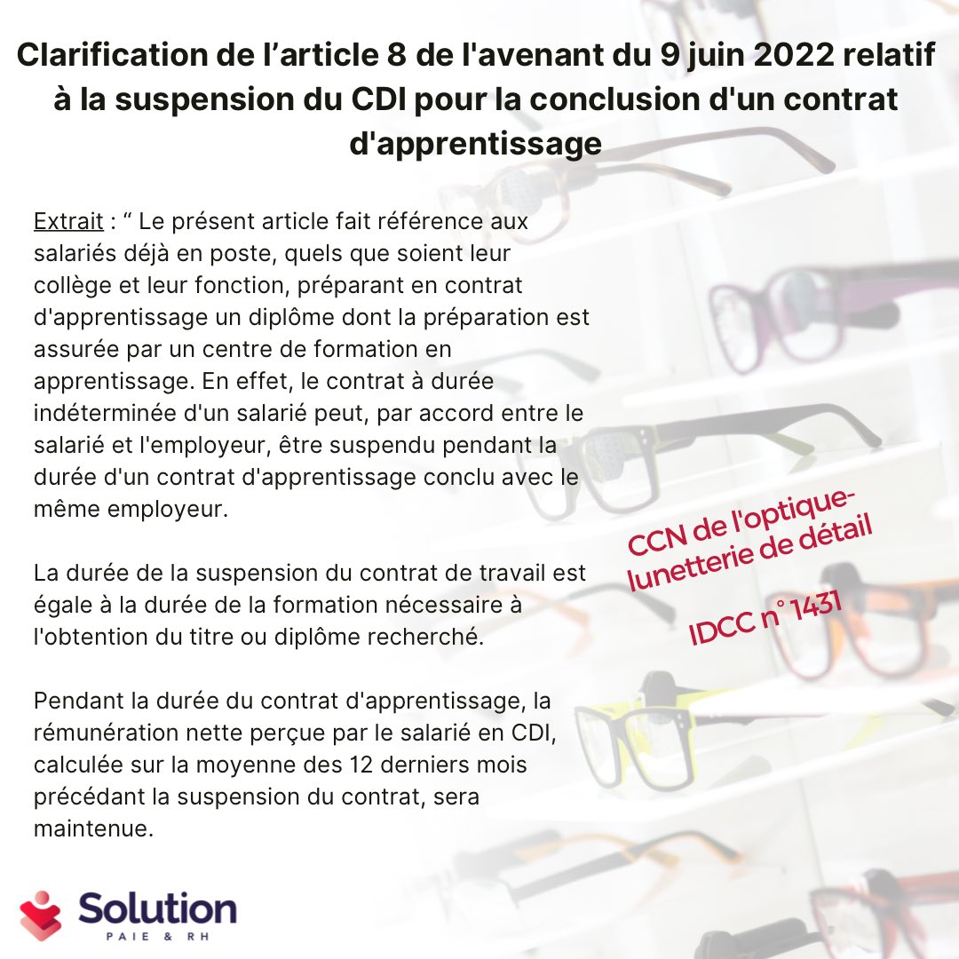 SolutionPaieRH's tweet photo. 📣📖 [ACTUS CCN] - Clarification de l’article 8 de l’avenant du 9 juin 2022 relatif à la suspension du CDI pour la conclusion d’un contrat d’apprentissage (IDCC 1431)

⭕ Source : https://t.co/bPSpxPPbHa

💻 https://t.co/DYF2wSHSVt
🚀 #AvecVous #AuQuotidien https://t.co/F2K3MHmrWo