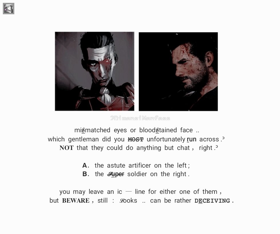 2DimensiMenfess's tweet image. ◜  !2DFess  ◞

you  may  leave  a  trace  to  be  followed  by  both  of  them ， also   ┈╌   fate  may  grant  us  a  chance  to  interact ， come  another  day   :   who  knows ．

..   w  —  ocs .