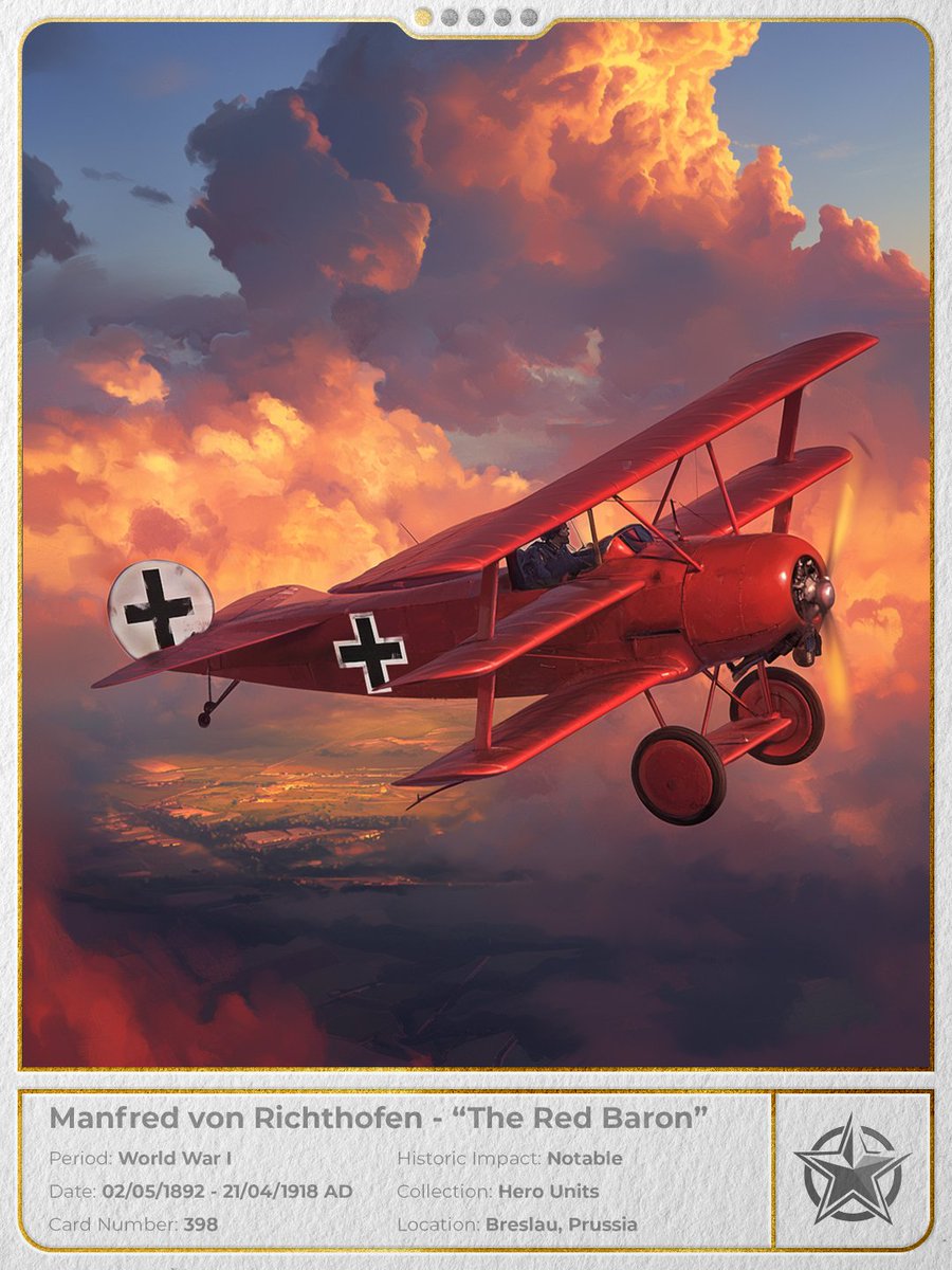 GodPlaysCards's tweet photo. WWI's deadliest ace was a fighter pilot who hailed from an aristocratic family.
But why did he make himself an obvious target by flying a bright red plane?
The answer lies in the mind of the Red Baron.
A story stranger than fiction...๐งต https://t.co/CPdMd67n8U