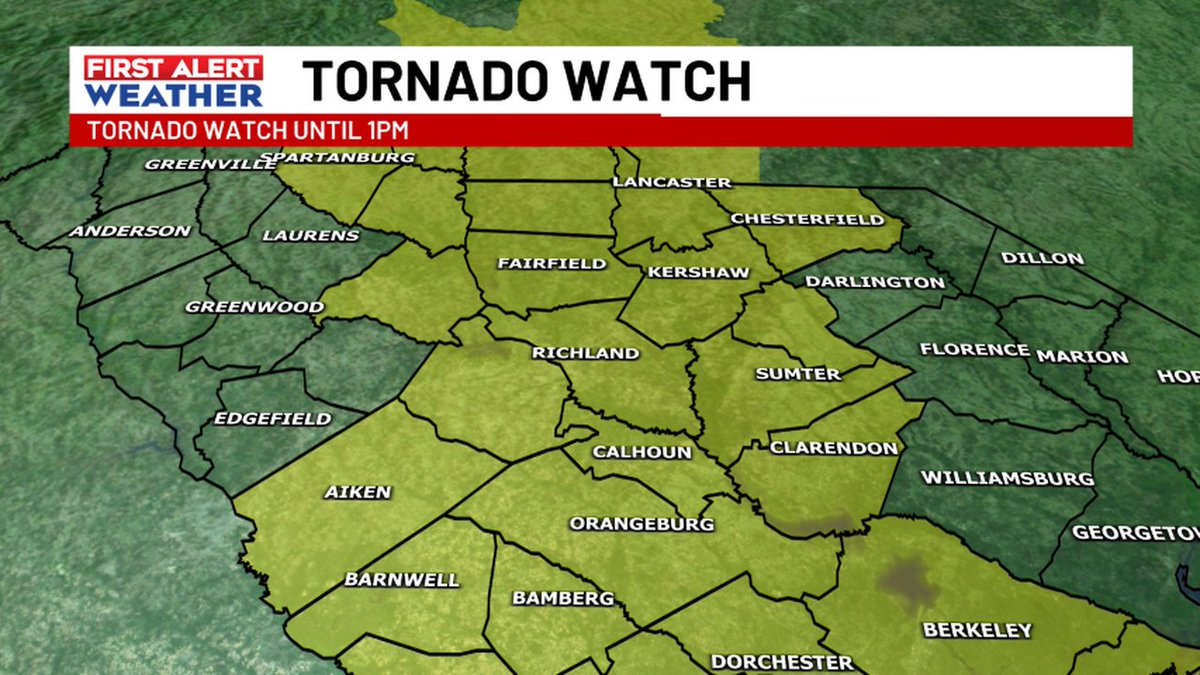 A Tornado Watch has been issued! Stay with the WIS First Alert Weather Team for the latest. bit.ly/1pFS8h8