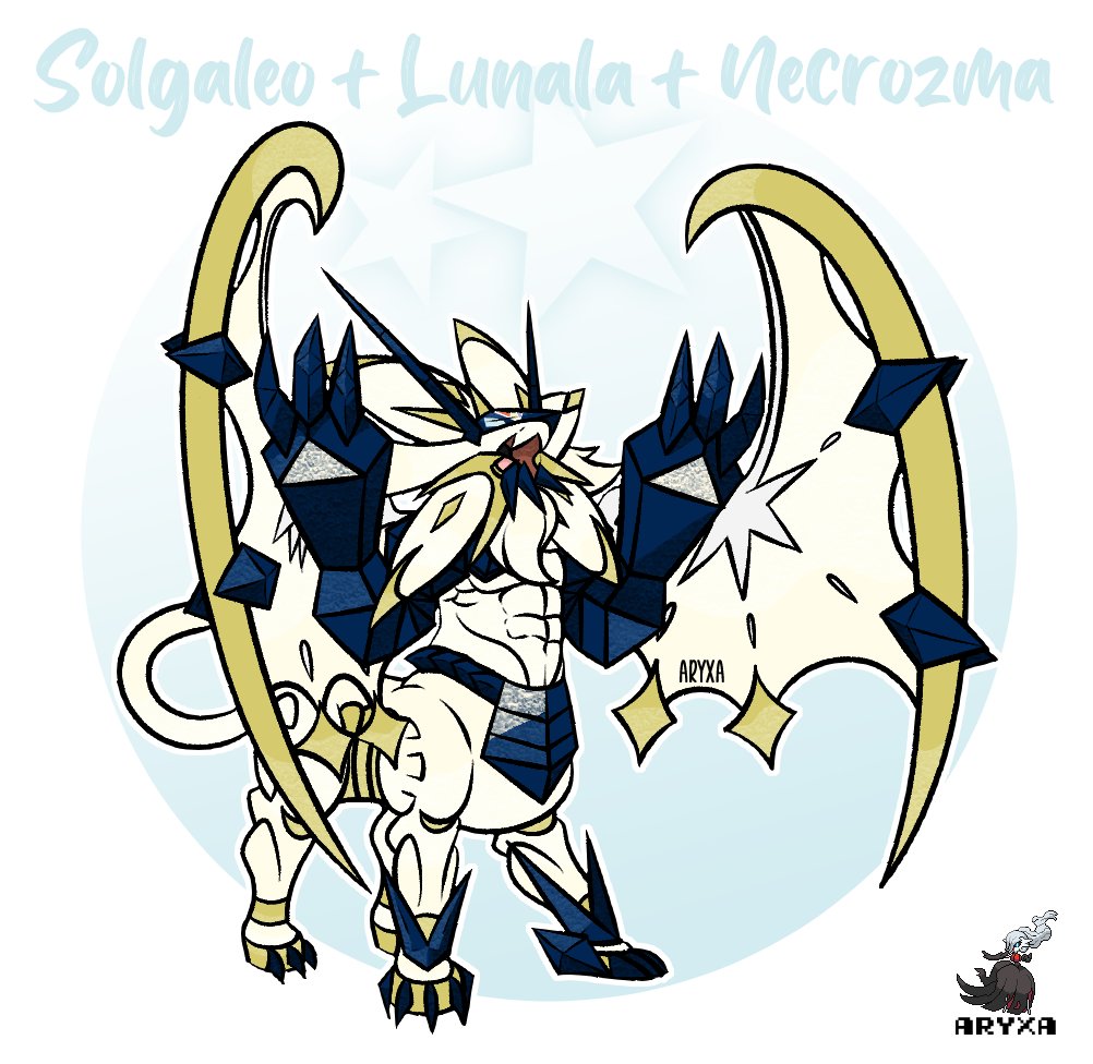 A Solgaleo, Lunala, and Necrozma request! Imagine a lynel from Legend of Zelda, but give it crystal armor and wings. That's exactly what I was going for when it came to this one.

#pokemon #fusion #fusemon #requestsopen #commissionsopen #solgaleo #lunala #necrozma