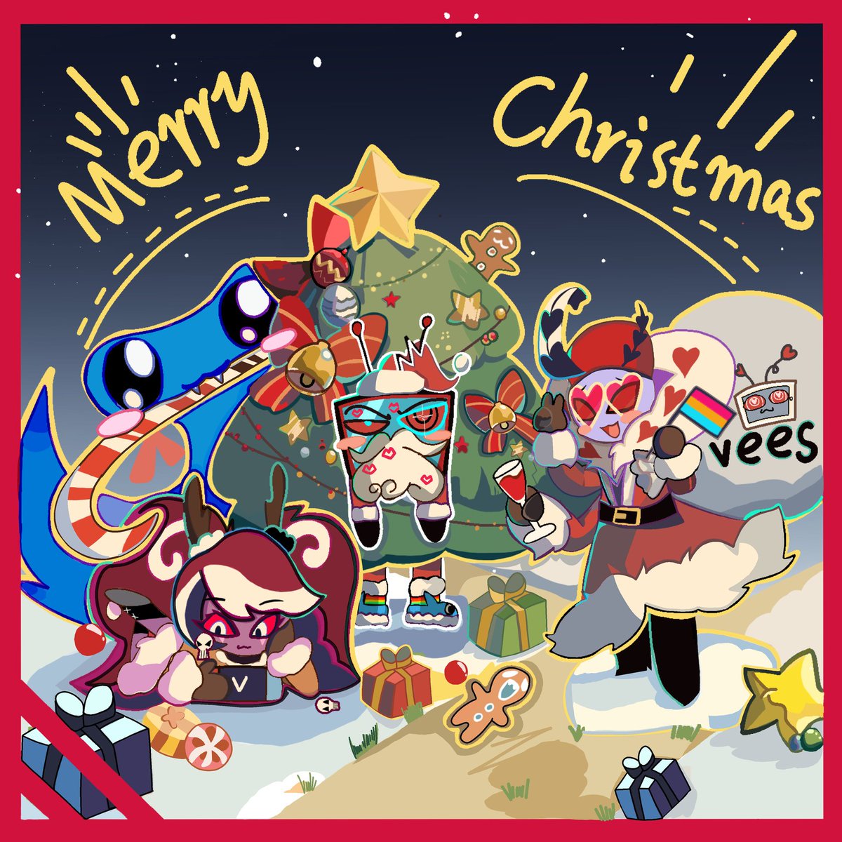 HazbinHotel #Voxval #vees Christmas greeting card