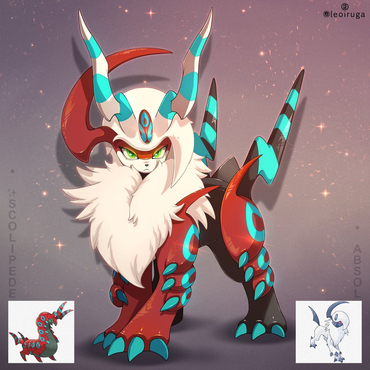 Absol and Shiny Scolipede Fusion 🤍🩵❤️✨
(Commission)

#pokemon #pokemonart #absol #scolipede #pokeart #poke #pokefusion