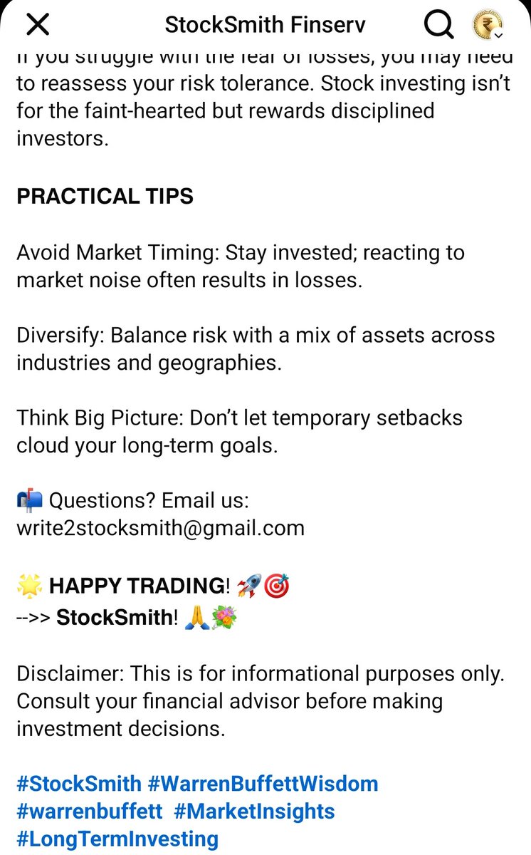 stocksmithfinsv's tweet photo. 📊 𝗠𝗔𝗦𝗧𝗘𝗥𝗜𝗡𝗚 𝗜𝗡𝗩𝗘𝗦𝗧𝗜𝗡𝗚! 🌟

Warren Buffett's timeless wisdom emphasizes emotional resilience &amp; a long-term perspective as the cornerstones of successful investing. See attached report on how to apply his principles
#warrenbuffett  #StockMarket #LongTermInvesting https://t.co/iAysXfa15y