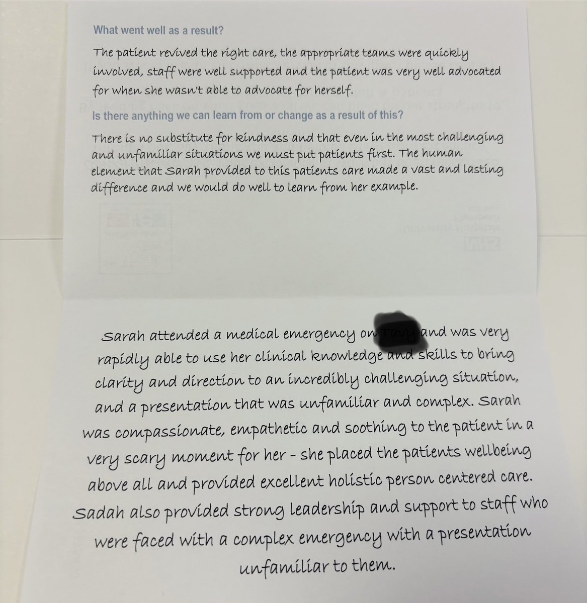 Sarah Clarke π (@clarkeys_rgn) on Twitter photo If youβre thinking about sending someone a βThank Youβ through <a href="/UHP_NHS/">University Hospitals Plymouth NHS Trust</a> βSay Thank You & help us Learn from Excellenceβ scheme, do it
I literally cannot explain how much it meant to have received this yesterday, I was quite overwhelmed. Thank you AM π©΅
<a href="/ACT_UHP/">@AcuteCareTeamUHP</a> <a href="/UHP_NHS/">University Hospitals Plymouth NHS Trust</a> If youβre thinking about sending someone a βThank Youβ through <a href="/UHP_NHS/">University Hospitals Plymouth NHS Trust</a> βSay Thank You & help us Learn from Excellenceβ scheme, do it
I literally cannot explain how much it meant to have received this yesterday, I was quite overwhelmed. Thank you AM π©΅
<a href="/ACT_UHP/">@AcuteCareTeamUHP</a> <a href="/UHP_NHS/">University Hospitals Plymouth NHS Trust</a>