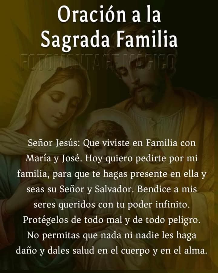 jalisco52's tweet photo. Señor, que viviste con José y María en familia, te pedimos por nuestras familias para que te hagas presente en ellas. Bendice nuestros seres queridos, protégelos de todo mal. https://t.co/sgppxcrJGx