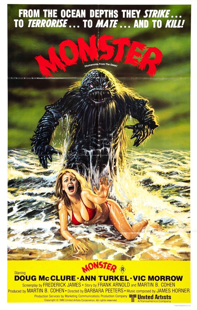alucard8791's tweet photo. #HumanoidsFromTheDeep
(1980) 🇺🇲 dir:#BarbaraPeeters #JimmyMurakami
Prod:#RogerCorman
Prot:#DougMcClure #AnnTurkel #VicMorrow #CindyWeintraub
una apacible comunidad pesquera sera asediada por una corporacion que pretende explotar sus recursos y comprometer #review