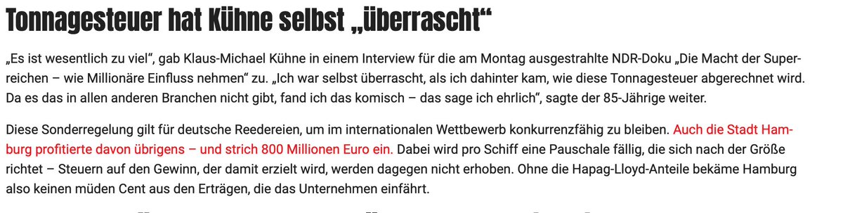 Philcomputing's tweet image. Wichtige Ergänzung „Eat the Rich!“ Kühne im NDR: „Ich war selbst überrascht, […], wie diese Tonnagesteuer abgerechnet wird. Da es das in allen anderen Branchen nicht gibt, fand ich das komisch – das sage ich ehrlich“, sagte der 85-Jährige weiter.“ #38c3 #SaalEins #SignalAngel