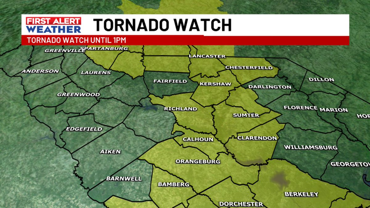 A Tornado Watch has been issued! Stay with the WIS First Alert Weather Team for the latest. bit.ly/1pFS8h8