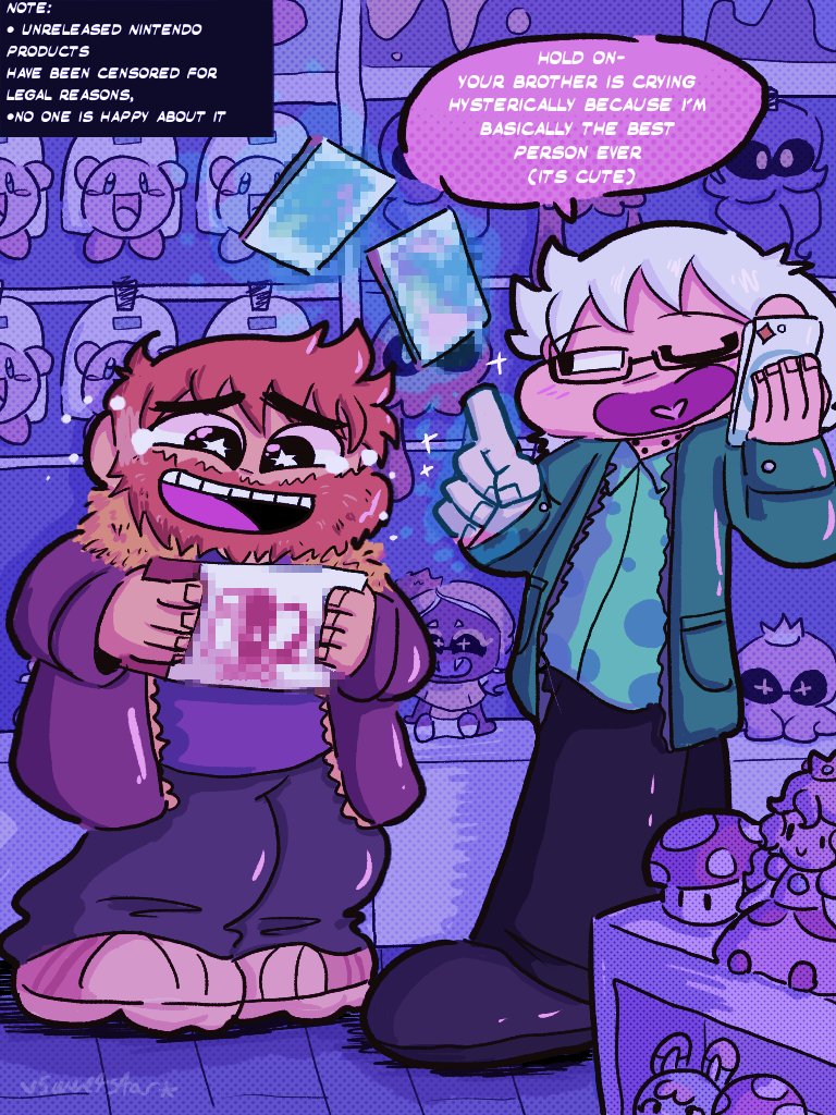 SweetstarSC's tweet photo. Wallace's husband works at Nintendo and lets him buy his boyfriend cool stuff that's not out yet I think 
#WallaceWells  #ScottPilgrimTakesOff #scottpilgrim #scottpilgrimvstheworld #ScottPilgrimfanart #WallaceWellsfanart #Scollace #Scollaceweek2024 https://t.co/17xshAvB42